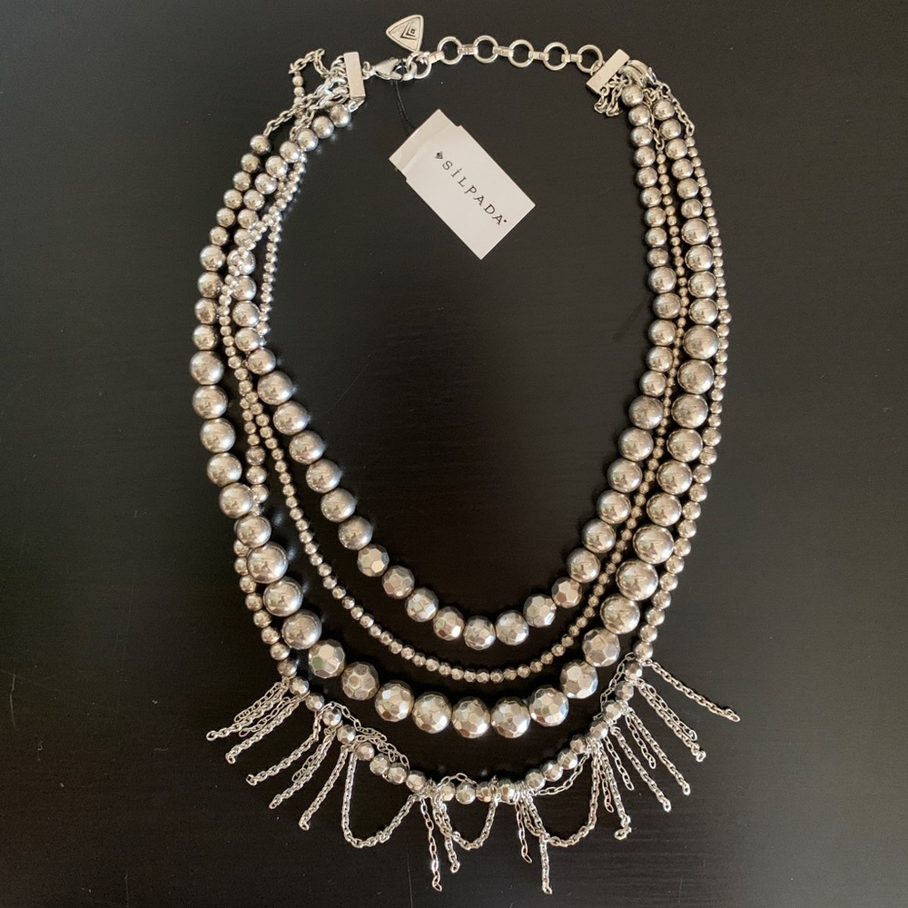 Silpada Multi Strand Sterling Silver Bead Necklace